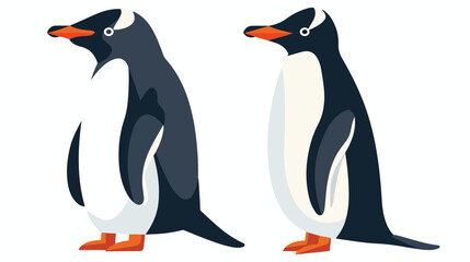 Cartoon penguin flat vector isolated on white background
