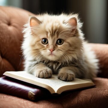 고양이,먼치킨,책 보는 고양이