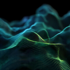 Fototapeta premium Wave of flowing dot particles 3D curve pattern