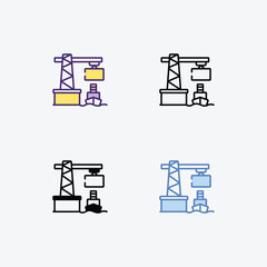 Port icons set in 4 different style vector illustration