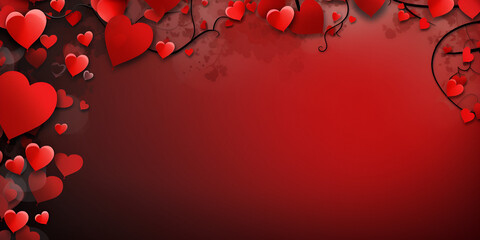 Valentine S Day Background With 3d Red Hearts And Serpentine On Pattern
 - obrazy, fototapety, plakaty