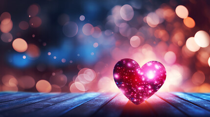 Romantic Heart On Bokeh Background Perfect For Valentines Day Cards,Heart Made With Sparkles Valentines Day Background
 - obrazy, fototapety, plakaty