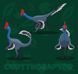Dinosaur Corythoraptor Cartoon Vector Illustration