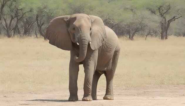 An Elephant Standing Tall On Its Hind Legs