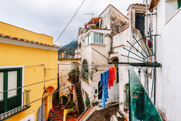 View from the balcony to the street in the old Italian village