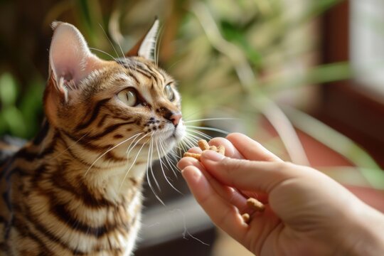 How to Train a Cat for Treats: A Bengal Cat Learning from its Owner's Deliciously Enticing Human Hand for a Snack