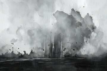 Grunge background,  Black and white image of a stormy city - obrazy, fototapety, plakaty