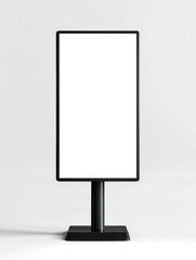 A black sign with a white background