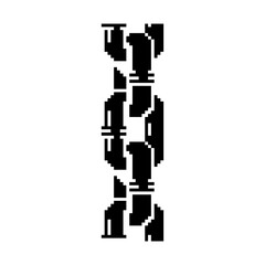 Obraz premium 1-bit black chain pixel art style. Isolated abstract vector illustration. 
