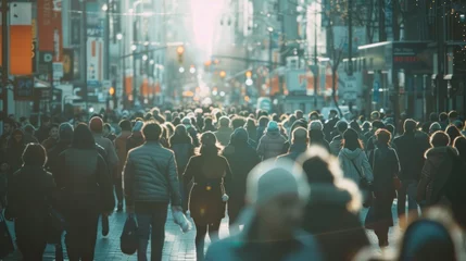 Foto auf Acrylglas Crowd of people walking on on a city street, defocused © SAIRA  BANO