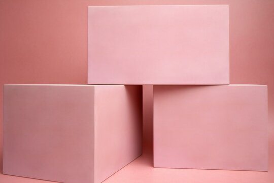 Three pink boxes on a pink background,  Place for your text