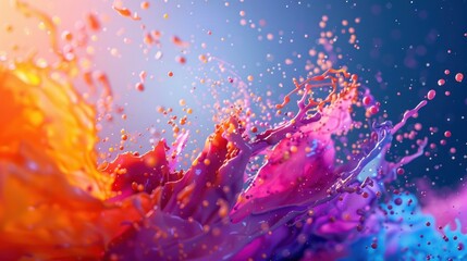 Colorful paint splash on dark background. Vibrant color combination. Abstract artwork expression....