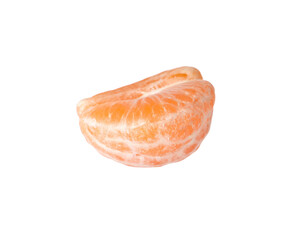 Half of peeled fresh ripe tangerine isolated on white