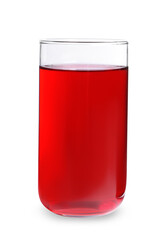 Tasty cranberry juice in glass isolated on white