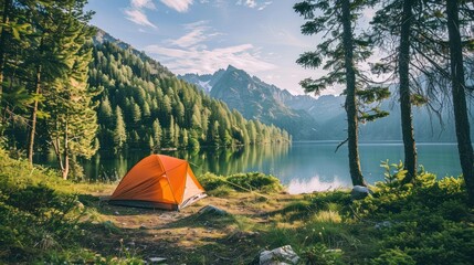 camping tent in a nature hiking spot