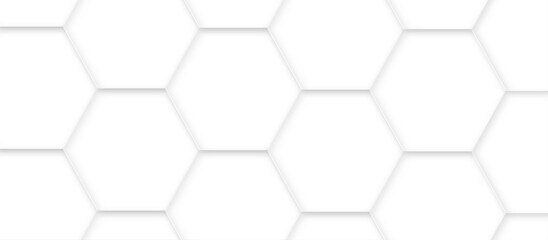 Obraz premium 3d hexagonal structure futuristic white background and embossed hexagon abstract with hexagon background. honeycomb hexagonal background. Hexagon shape, white, shiny black. hexagon pattern shape.