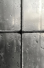 A window with raindrops on it. AI.