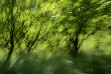 Abstract motion blur effect can be used as a background,  Green forest