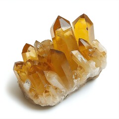 Citrine semigem geode crystals geological mineral isolated on white background - obrazy, fototapety, plakaty