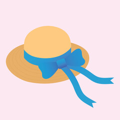 Beach hat on pink background