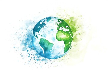 Abstract watercolor background with Earth