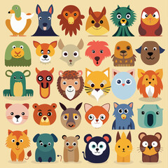 Set of 30 Animals Icons Sheet	