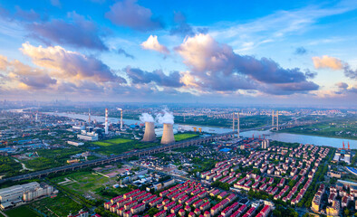Industrial Environment of Minpu Bridge in Minhang District, Shanghai, China