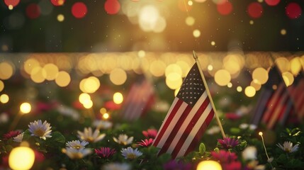 Memorial day, tribute to fallen soldiers worldwide, set against an iconic american flag backdrop, evoking patriotism and honoring their sacrifice on this solemn occasion.