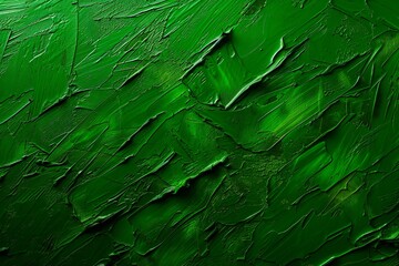 Abstract green background with strokes of oil paint on canvas closeup - obrazy, fototapety, plakaty