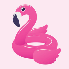 Flamingo inflatable ring on pink background