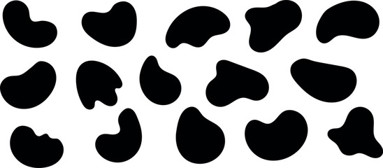 Irregulars organic blots. Modern liquid irregular blob shape. Fluid blob shape vector for abstract design. Vector set on white background.