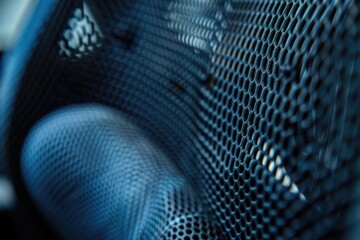 A macro photograph of the mesh texture of an ergonomic office chair symbolizing comfort and productivity