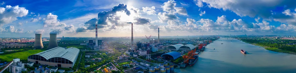 Fotobehang Aerial Photography of Scenery in Wujing Industrial Zone, Minhang District, Shanghai, China © Weiming