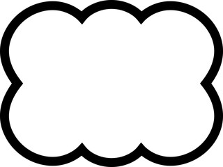 Scallop edge rounded rectangle shape line icon with editable stock. A rectangular silhouette symbol. Simple outline and sticker form. Flower silhouette lace frame isolated on transparent background.