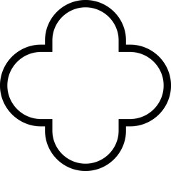 Scallop edge rounded rectangle shape line icon with editable stock. A rectangular silhouette symbol. Simple outline and sticker form. Flower silhouette lace frame isolated on transparent background.