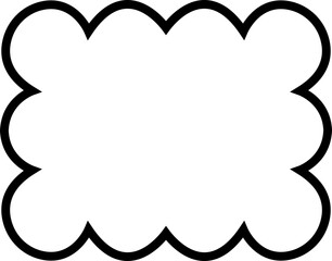 Scallop edge rounded rectangle shape line icon with editable stock. A rectangular silhouette symbol. Simple outline and sticker form. Flower silhouette lace frame isolated on transparent background.