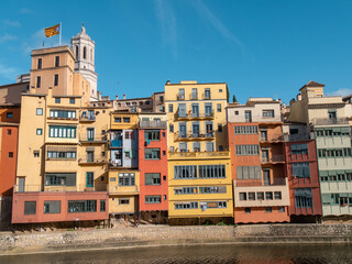 Girona City Center, Catalonia, Spain on a sunny afternoon
