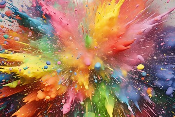 Colorful explosion of paint,  Abstract background