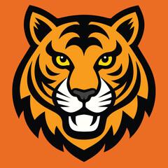 Tiger head design, tiger head outline thick solid in solid background