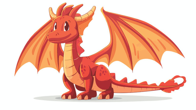 Cartoon dragon on white background flat vector 