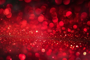Red glitter christmas abstract background,  defocused bokeh lights