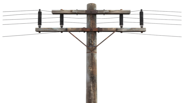 Wooden pole adorned with multiple wires creating a web of connections and communication