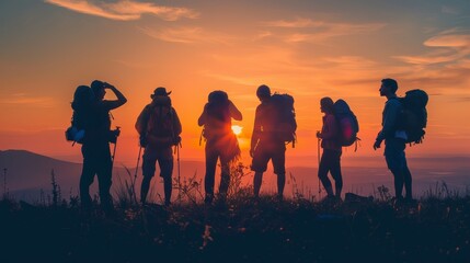 Climbers travel to their destination at the top of a mountain with a beautiful view.
