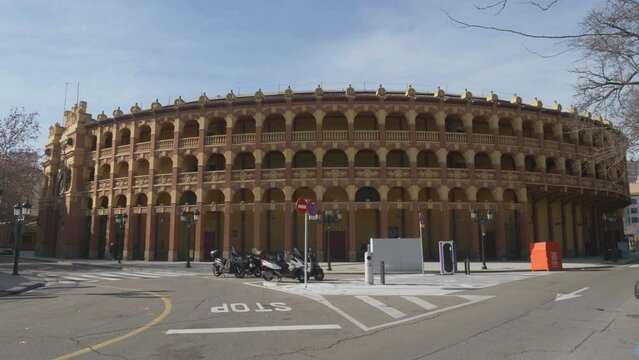 Plaza de Toros bullring arena in Zaragoza Spain, wide view