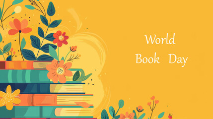 Flat background for world book day celebration with copy space

