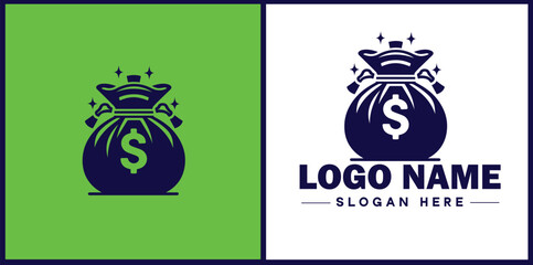money bag logo icon vector for business brand app icon dollar Sack cash bank  financial logo template