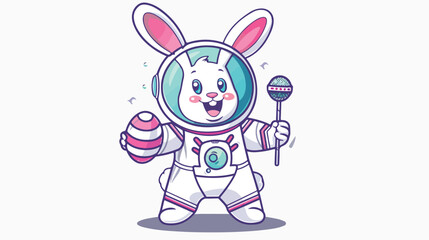 Celebrating Easter doddle bunny mascot with an outline