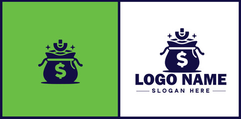money bag logo icon vector for business brand app icon dollar Sack cash bank  financial logo template