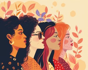 Intersectional Feminism Create an illustration highlighting the intersectionality of womens experiences, addressing issues of race, ethnicity, class, sexuality