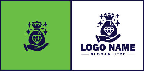 Fototapeta premium money bag logo icon vector for business brand app icon dollar Sack cash bank financial logo template